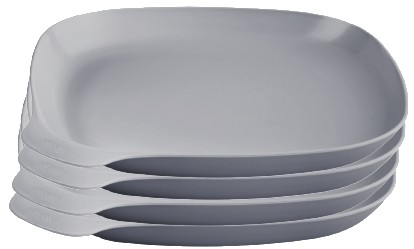 ZESTAW 4 TALERZY TURYSTYCZNYCH KEMPINGOWYCH PLASTIKOWYCH SZARY PRODUCENT