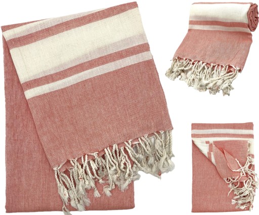 RĘCZNIK PLAŻOWY Z FRĘDZLAMI PAREO FOUTA HAMMAM DO SAUNY 100% BAWEŁNA 95x195