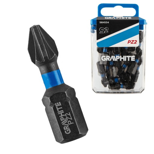 BITY KOŃCÓWKA PZ2 25mm 20szt UDAROWE BIT GRAPHITE