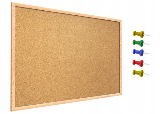 TABLICA KORKOWA DREWNIANA RAMA 80x60 + PINEZKI