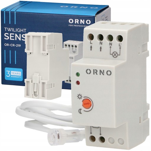 Czujnik Zmierzchowy Sonda Zewnętrzna IP65 Montaż DIN Regulacja 3000W