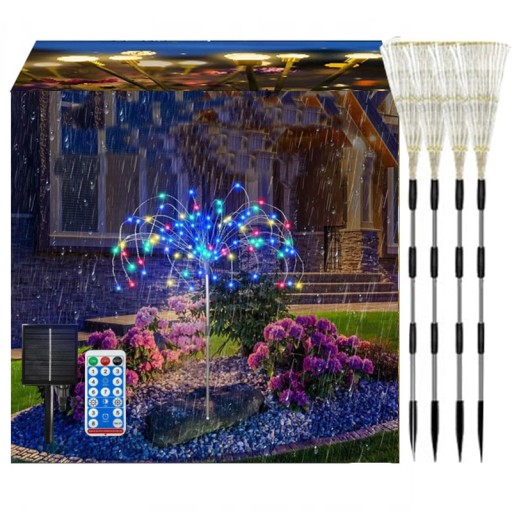 4 X LAMPA SOLARNA LED DRZEWKO DMUCHAWIEC FAJERWERKI WIELOKOLOROWY 480LED