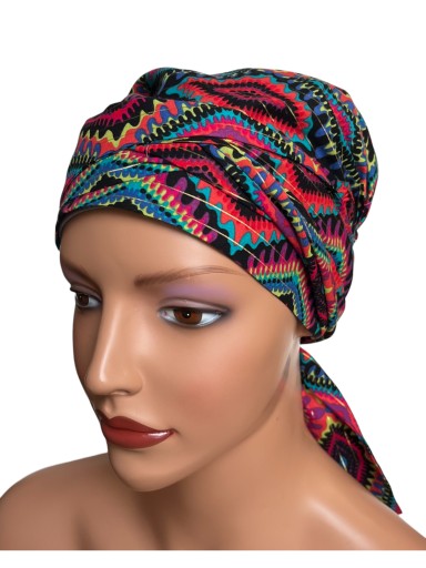 Wiązana chusta marszczona Boho turban Lara B-400 także po chemioterapii
