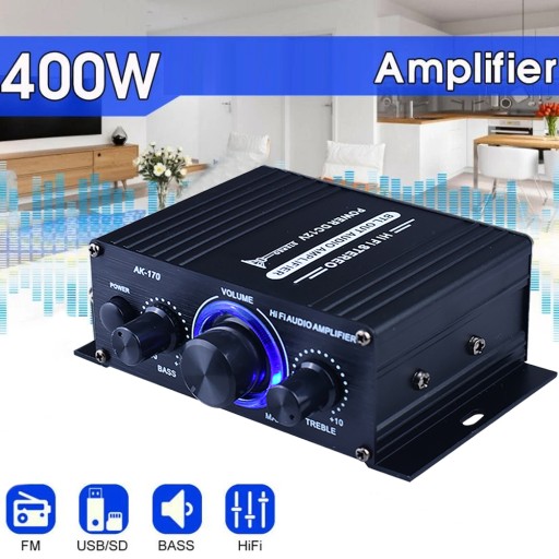 AK-170 Mini wzmacniacz Audio Stereo HiFi LED z Blu