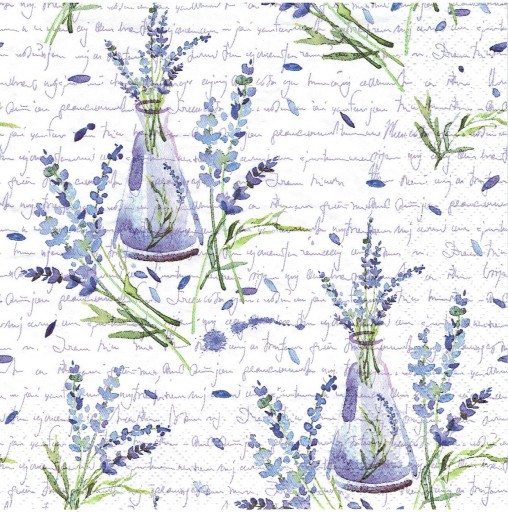 Serwetka decoupage 3Z Lawenda kwiaty napisy pismo