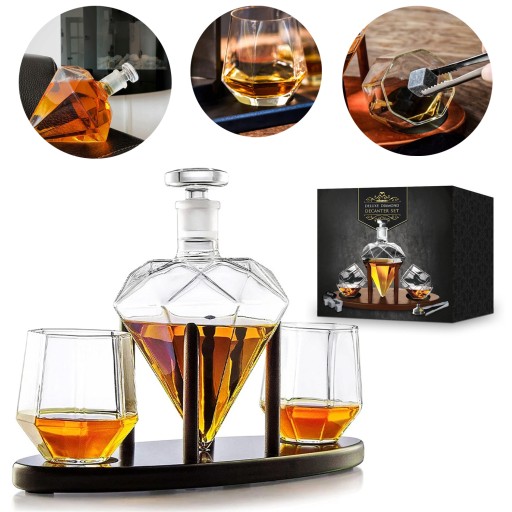 KARAFKA DO WHISKY NA NALEWKI 2xSZKLANKI 9x KOSTKI PREZENT 1-99 LAT URODZINY