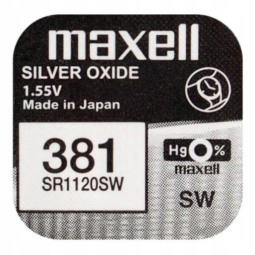 Bateria srebrowa Maxell 381 SR1120SW 1120 SR55