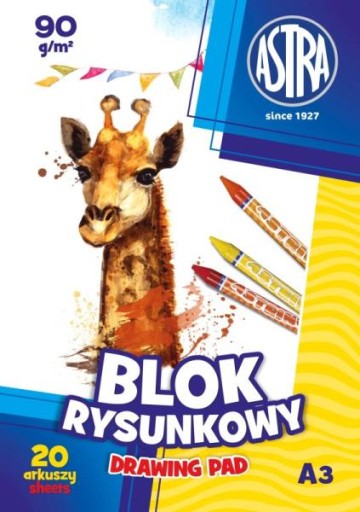 Blok rysunkowy A3 90g ASTRA p10 cena za 1 sztukę