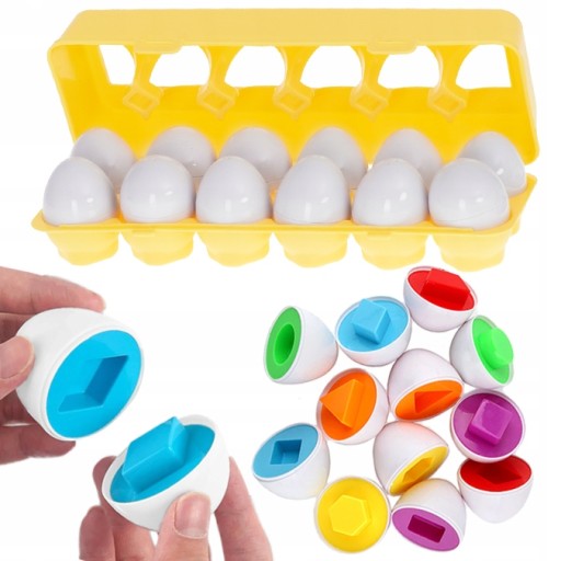 UKLADANKA MONTESSORI JAJKA PUZZLE SORTER EDUKACYJNY DOPASUJ KSZTAŁTY KOLORY