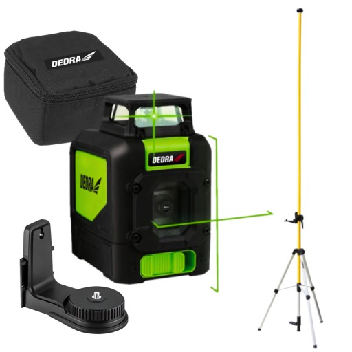 LASER KRZYŻOWY ZIELONY 30M DEDRA MC0905 + TYCZKA