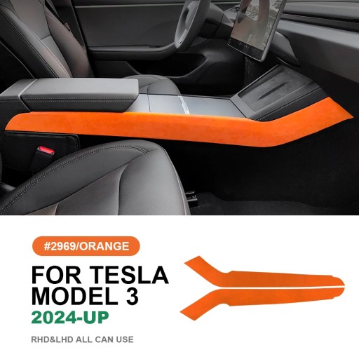 KUNGKIC Włoskie, zamszowe naklejki na boczne wykończenia konsoli środkowej do modelu Tesla