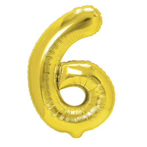Balon foliowy urodziny cyfra 6 złoty 100cm