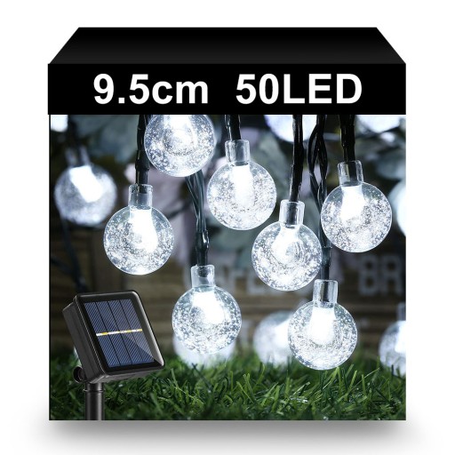 LAMPKI SOLARNE OGRODOWE GIRLANDA ŚWIETLNA 50LED