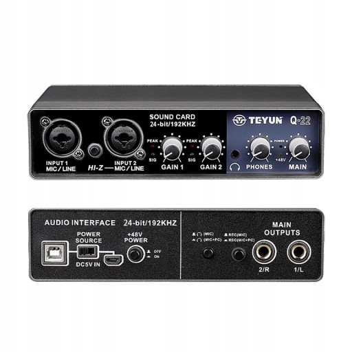 Karta dźwiękowa interfejsu audio z monitoringiem