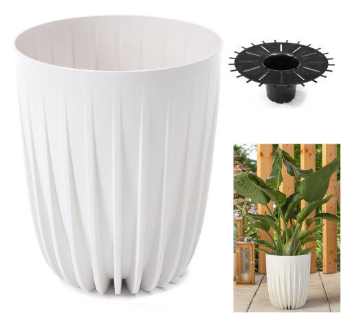 Doniczka MIRA ECO recycled 190 mm biały + wkład