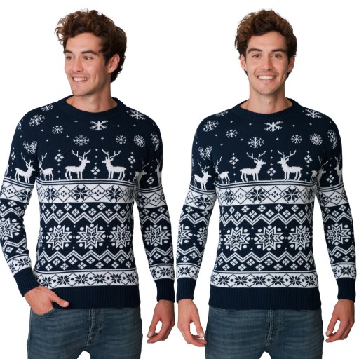 NORWESKI SWETER ŚWIĄTECZNY RENIFERY GRANATOWY XXL