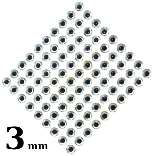 100 x OCZY DO PRZYNĘT SZTUCZNYCH 3D 3mm SREBRNE