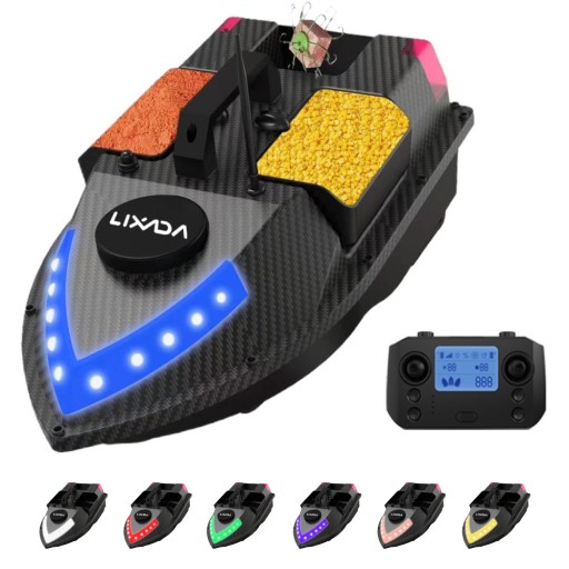 GPS ŁÓDKA ZANĘTOWA D020 600M WZÓR WŁÓKNA WĘGLOWEGO KOLOROWA DIODA 12000mah