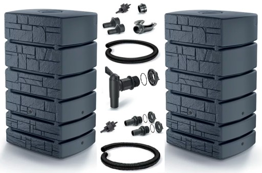 Zbiornik na deszczówkę 1000L TOWER STONE antracyt 1000 litrów + AKCESORIA