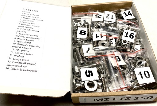 MZ ETZ 150 Komplet śrub nierdzewnych