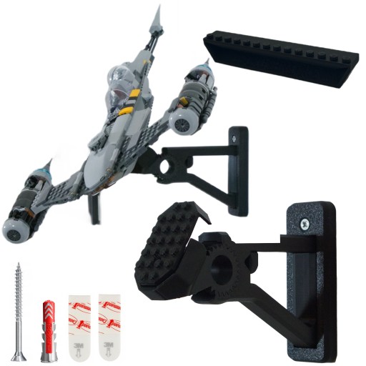 UCHWYT NA ŚCIANĘ NA ZESTAW N-1 MYŚLIWIEC MANDALORIAN 75325 + NA MINIFIGURKI