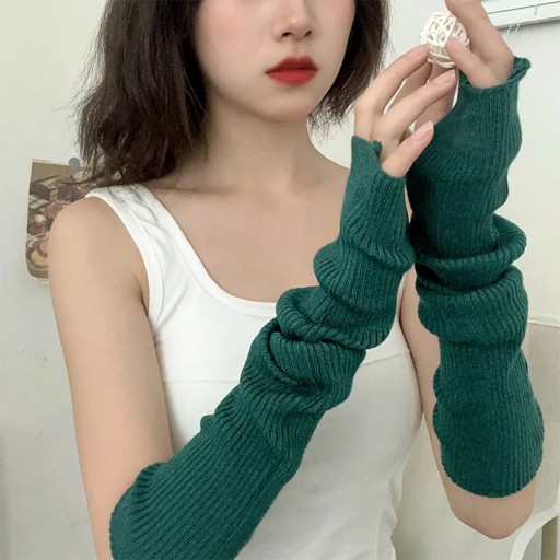 Autumn Winter Women Arm Warmers Fingerless Cuf Knitted Arm Sleeve Fine