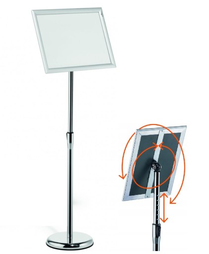 Stojak reklamowy teleskopowy z ramką A3 podłogowy 125 cm srebrny Durable