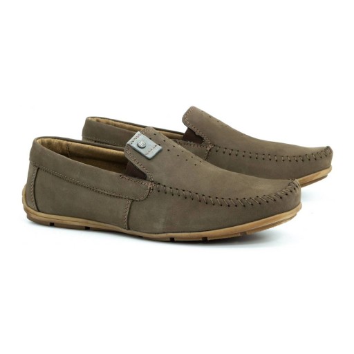 Mokasyny męskie naturalna skora zamsz 937MA brązowe wsuwane slip on 42