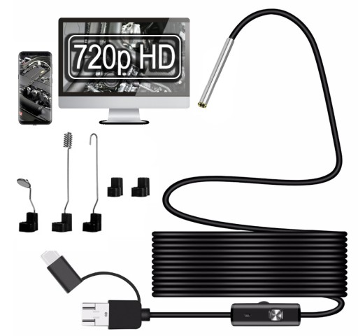 Kamera inspekcyjna ENDOSKOP do SILNIKA RUR 3.9mm HD USB-C ANDROID PC OTG