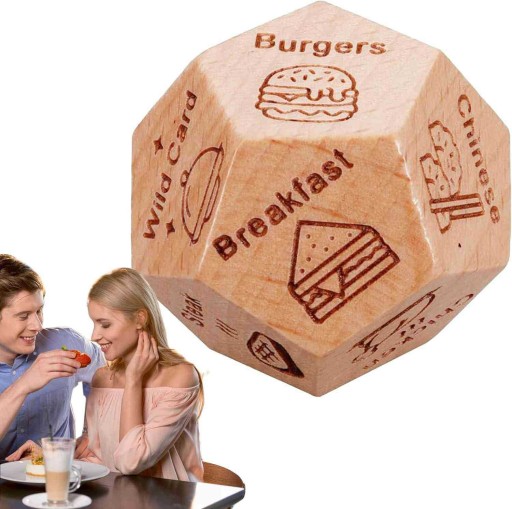 KOSTKA GRY DO WYBOREM JEDZENIA FOOD DICE DREWNIANY ŚMIESZNY PREZENT