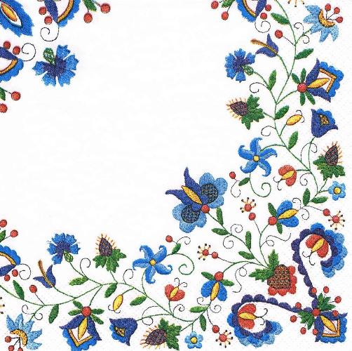 Serwetka decoupage 30F Ludowa Folk kwiaty 1szt