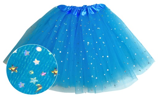 # SPÓDNICZKA TIULOWA SPÓDNICA TUTU 30cm NIEBIESKA w GWIAZDKI