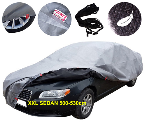 POKROWIEC NA SAMOCHÓD auto 5warstw +PAS r. XXL sedan 500-530cm EXCLUSIVE