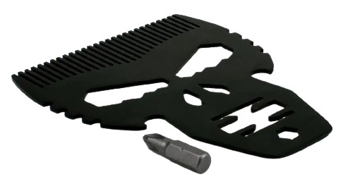 GRZEBIEŃ WIELOFUNKCYJNY DO BRODY METALOWY MULTITOOL CZASZKA