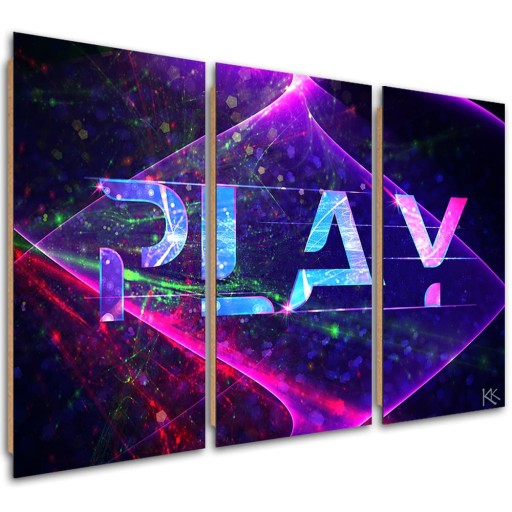 Obraz trzyczęściowy Deco Panel, Napis play abstrakcja (Rozmiar 60x40)