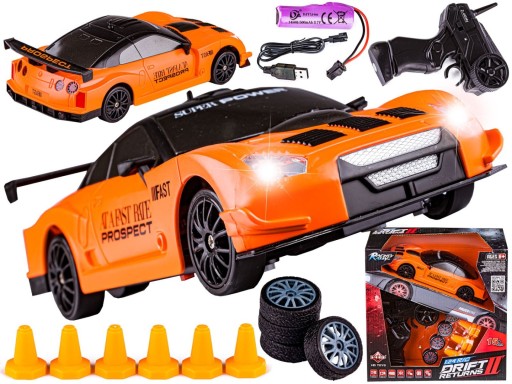 SAMOCHÓD DO DRIFTU AUTO RC DRIFT 1:24 2,4 GHz 4WD POMARAŃCZOWY