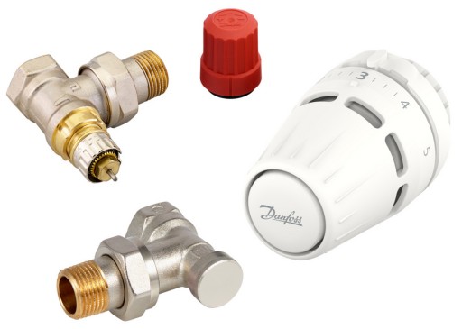 Danfoss ZESTAW TERMOSTATYCZNY KĄTOWY 1/2'' ZAWORY z GŁOWICĄ REGUS