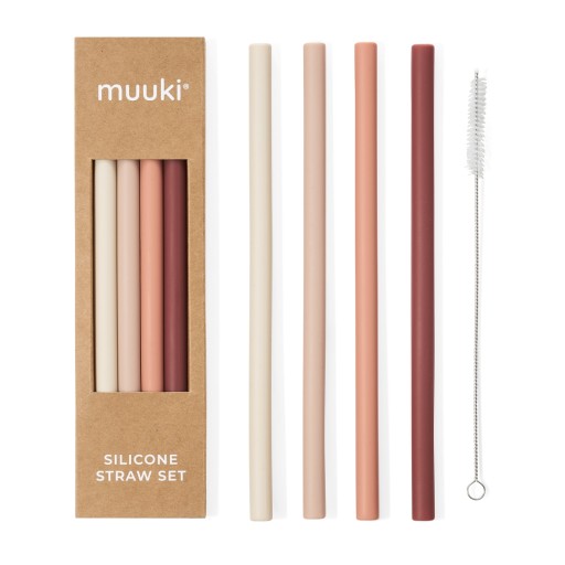 MUUKI - ZESTAW 4 SILIKONOWYCH SŁOMEK DO BUTELEK
