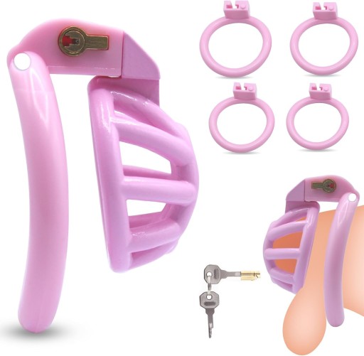 RÓŻOWA COBRA PAS CNOTY CHASTITY 4 RINGI