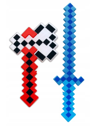 MIECZ DIAMENTOWY + TOPÓR MINECRAFT DZWIĘK + LED