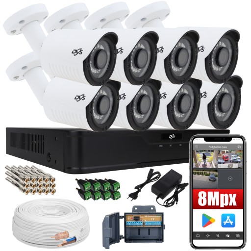 ZESTAW MONITORINGU 8x KAMERY ZEWNĘTRZNE ANALOG DVS