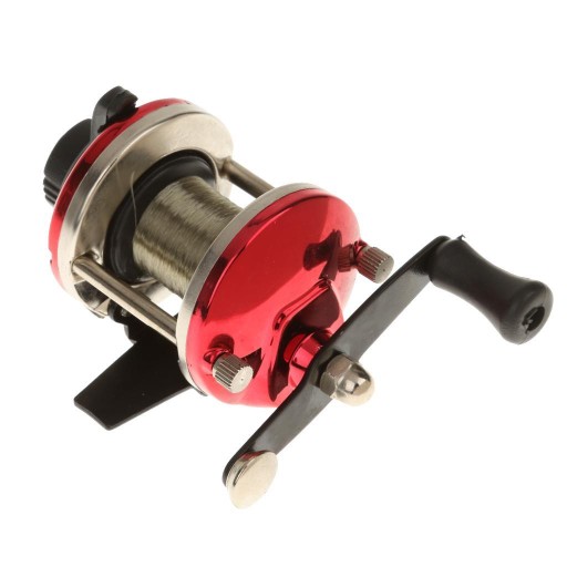 Hand Fishing Wheel Reel for Shore Ice Fishing Red
