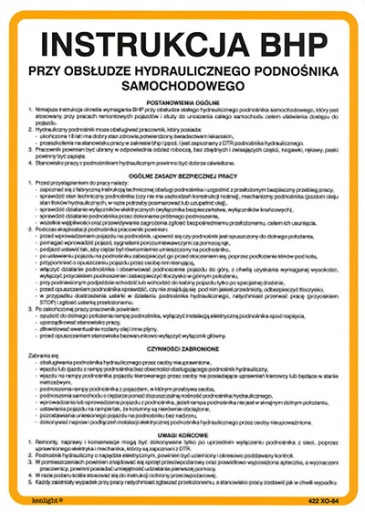 INSTRUKCJA BHP PRZY OBSŁUDZE HYDRAULICZNEGO PODNOŚNIKA SAMOCHODOWEGO PCV