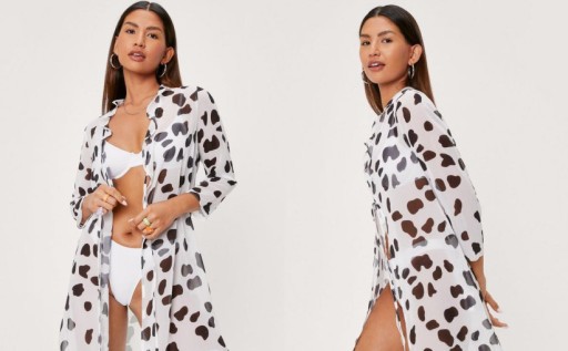 NASTY GAL PAREO CZARNO-BIAŁE Z WIĄZANIEM 34 A05