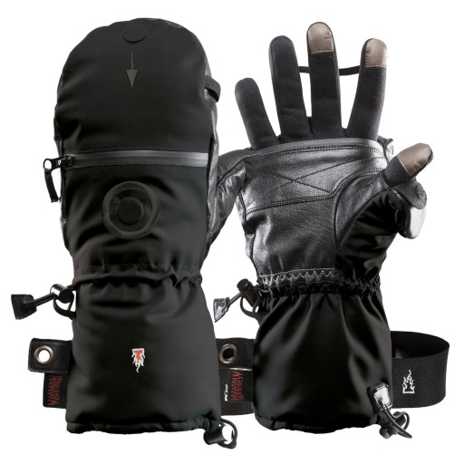 CIEPŁE RĘKAWICE ŁAPAWICE SKÓRZANE HEAT 3 SMART THE HEAT COMPANY R.10 BLACK