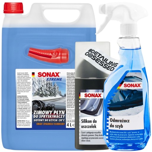 PŁYN DO SPRYSKIWACZY ZIMOWY SONAX XTREME -20C 4L + ODMRAŻACZ I SYLIKON