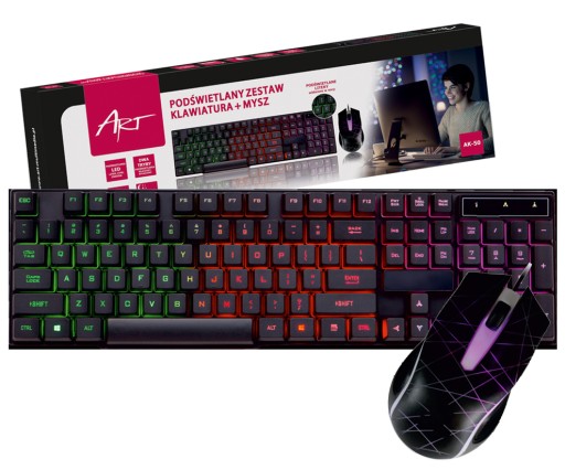 ZESTAW MYSZ-KA I KLAWIATURA CICHA GAMINGOWA RGB