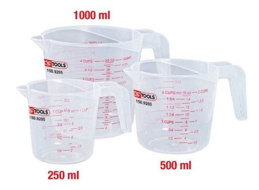 KS TOOLS MENZURKI 3CZ 250ML 500ML 1000ML