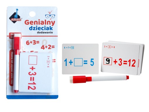 Genialny dzieciak - fiszki matematyczne dodawanie k