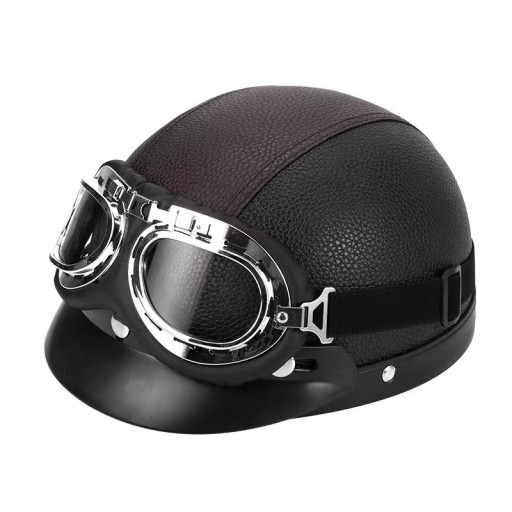 KASK MOTOCYKLOWY HEŁM RETRO GOGLE
